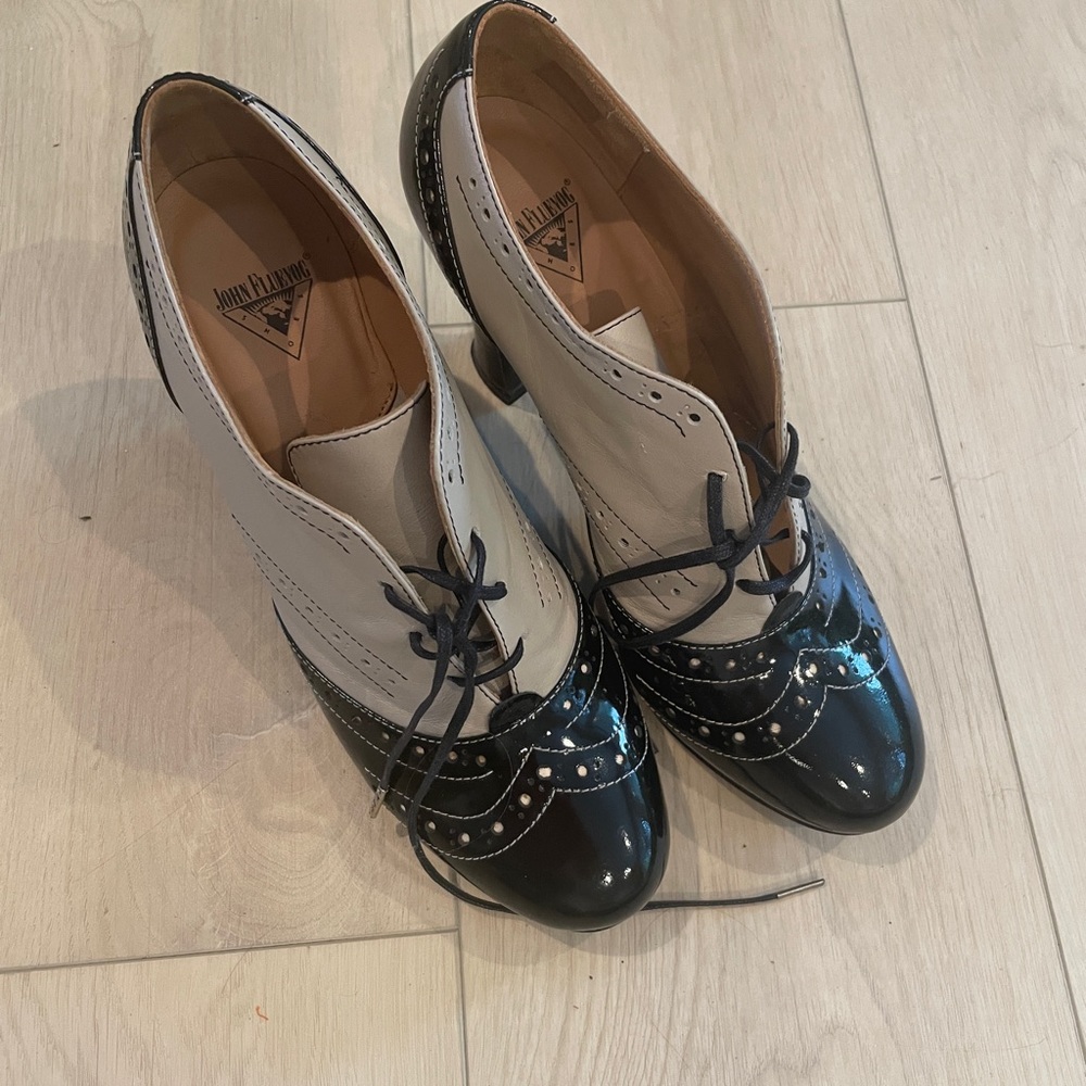 Fluevog brogued lace up heels